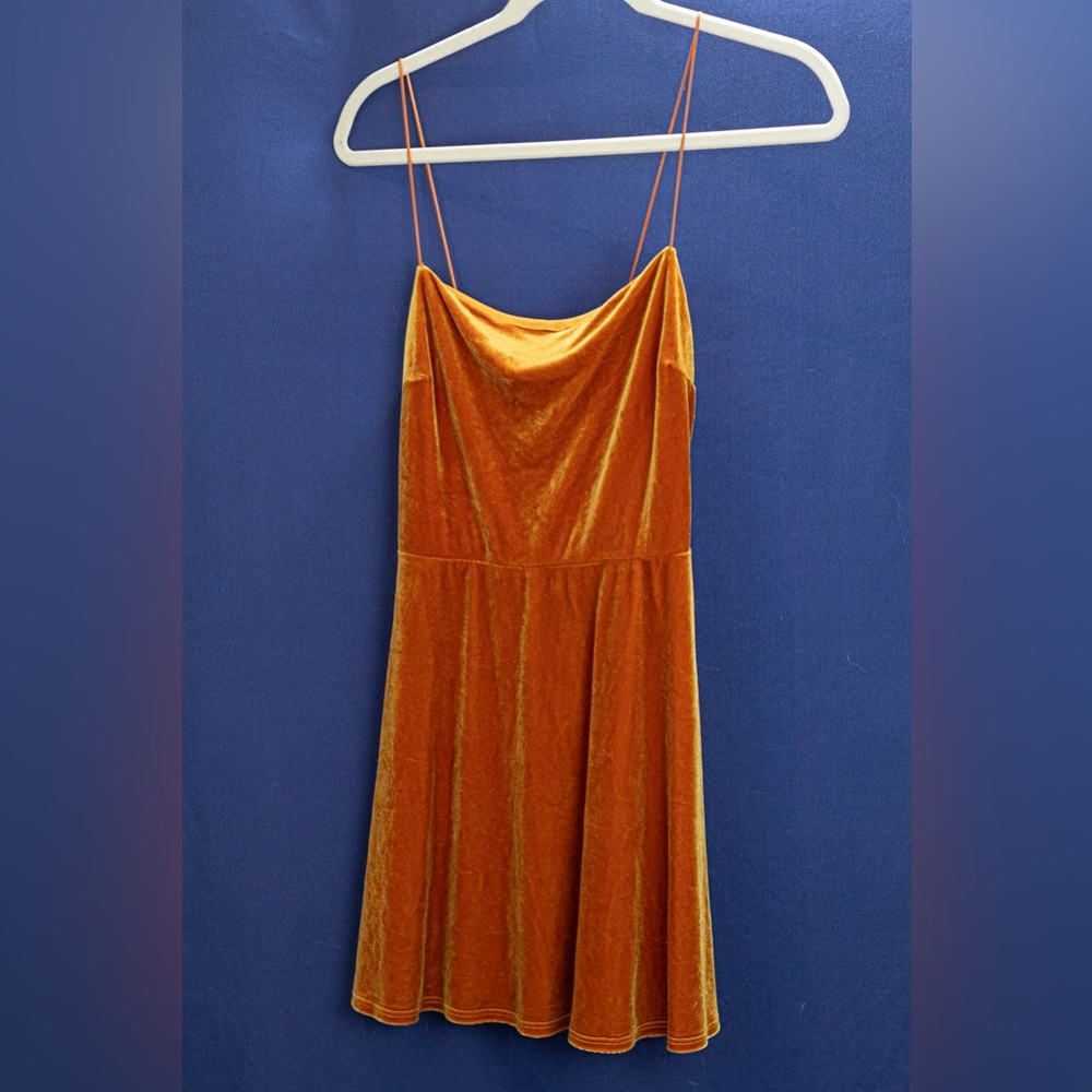Urban Outfitters Velvet Mini Dress in Vibrant Orange